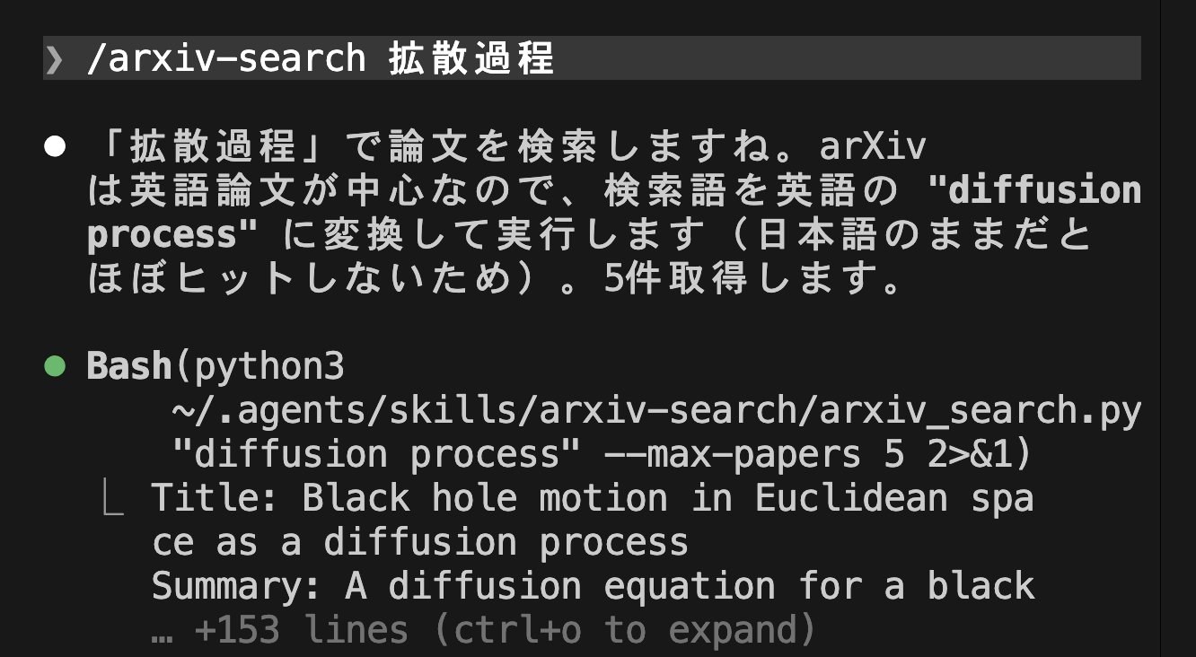 Claude Code finding papers with the paper-search skill that find-skills found and installed